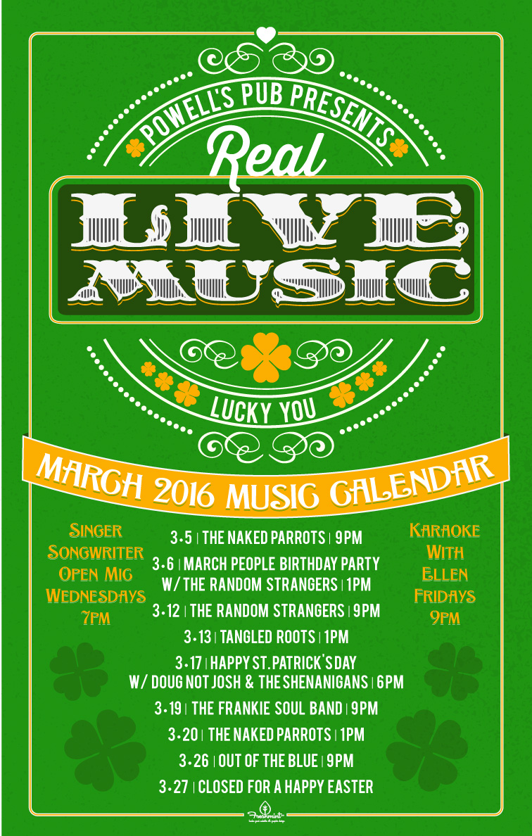 March 2016 Music Calendar