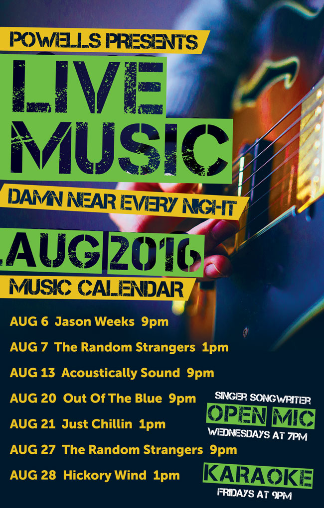 August 2016 Music Calendar